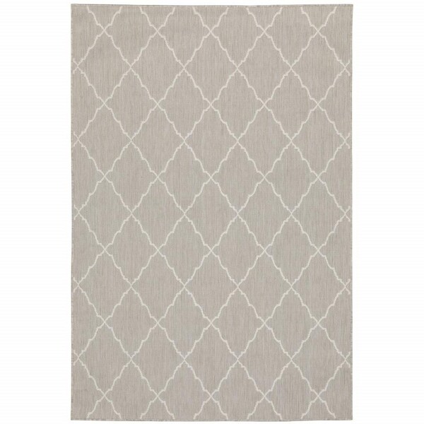 Homeroots 7 x 9 ft. Gray & Ivory Trellis Indoor & Outdoor Area Rug 389550 - main